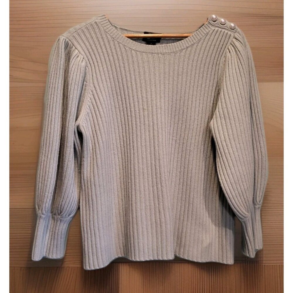 Halogen X Atlantic Pacific Lt Green Cashmere Wool Puff Sleeve Sweater L